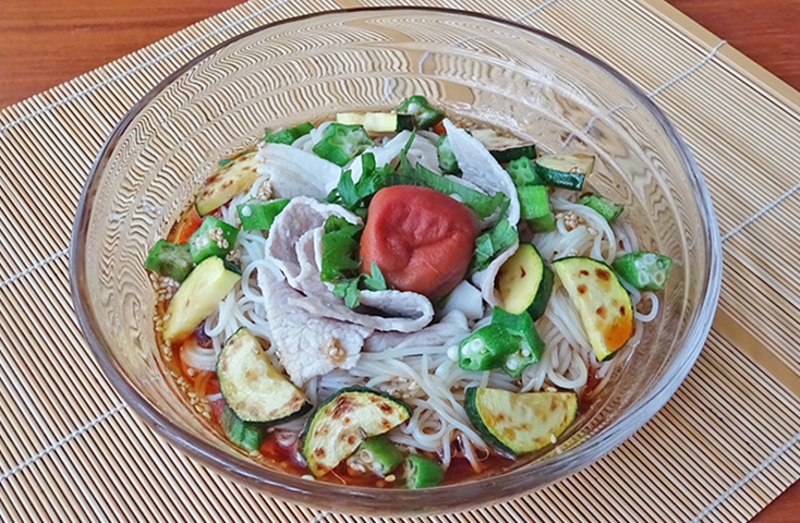 夏のぽん酢ぶっかけ素麺